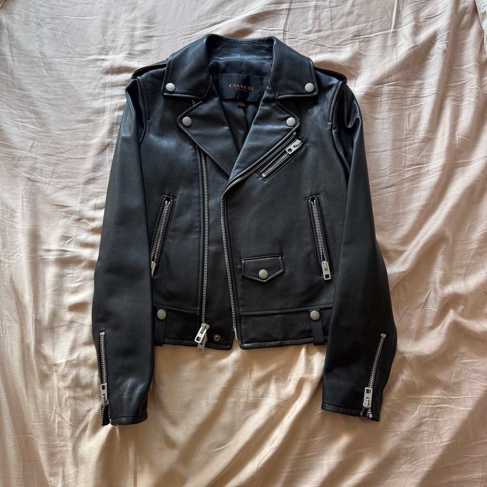 Coach Black Leather Icon Moto Jacket